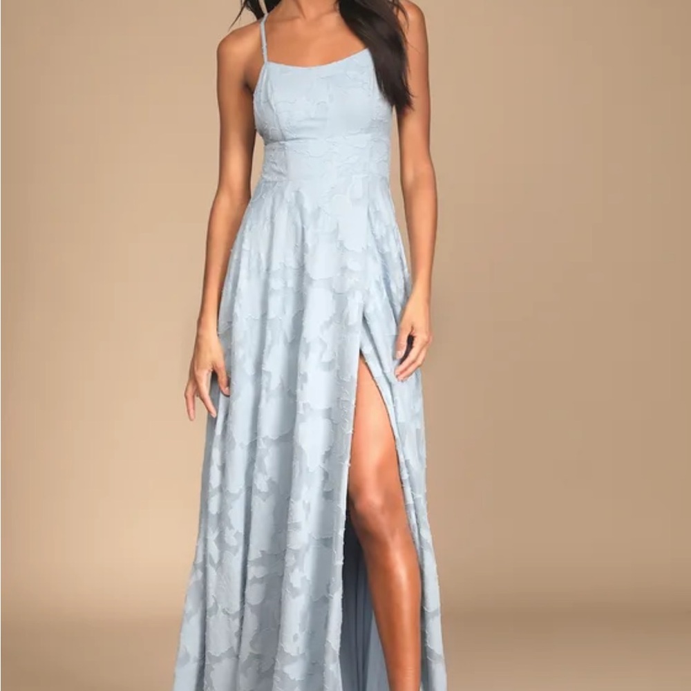 Lulu's Light Blue Floral Maxi Dress